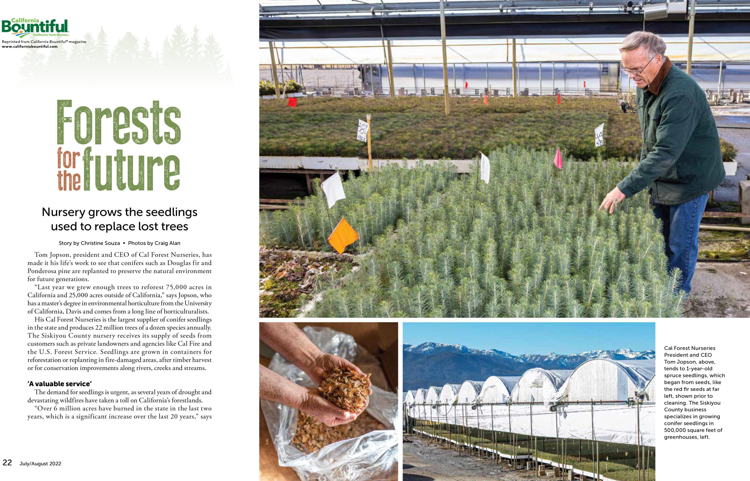 California Bountiful Magazine | CalForest Nurseries | Tom Jopson | Etna CA